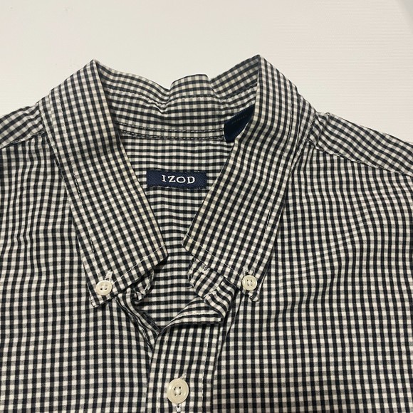 IZOD 100% cotton black and white button down shirt size xlt - Picture 2 of 10